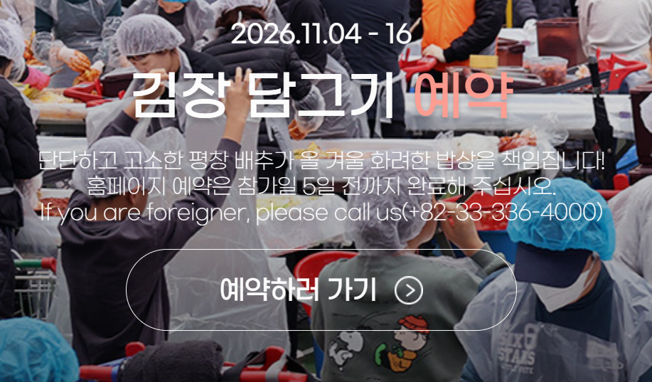 2026년 평창 고랭지 김장축제 예약하기