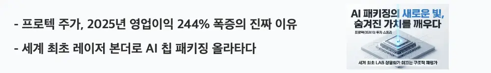 '프로텍 주가, 2025년 영업이익 244% 폭증의 진짜 이유'라는 문구가 포함된 웹배너 이미지. 이 이미지는 프로텍이 레이저 본더 본업 호조로 실적이 레벨업한 핵심 배경을 시각적으로 전달하며, 블로그의 프로텍 주가 전망 주제와 관련된 내용을 설명함