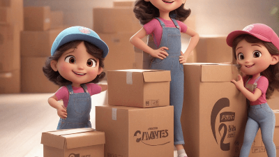 포장 이사를 하는 여성 캐릭터