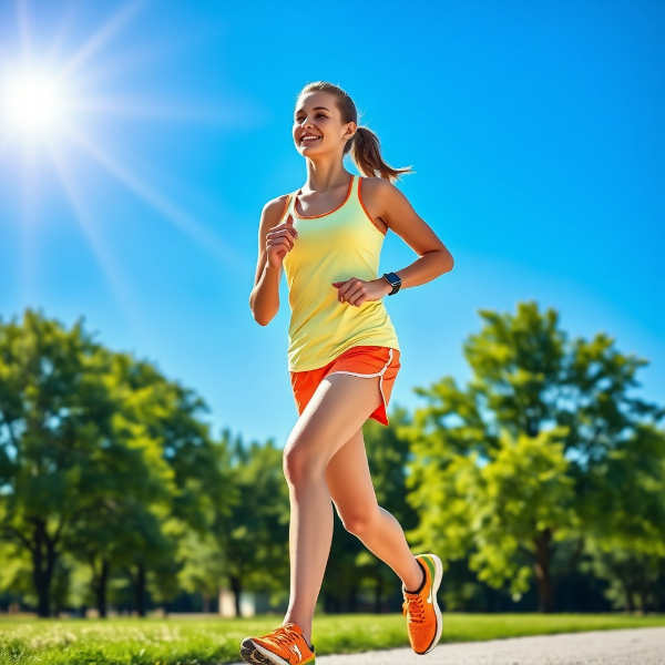 여름에 조깅하기 (활동적인 생활)