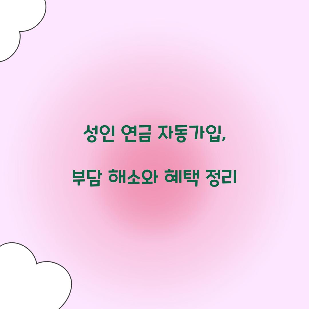 성인 연금 자동가입