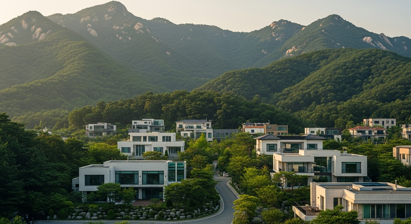 '새로운 마을'의 고요함, 북악산과 북한산의 녹색 품속