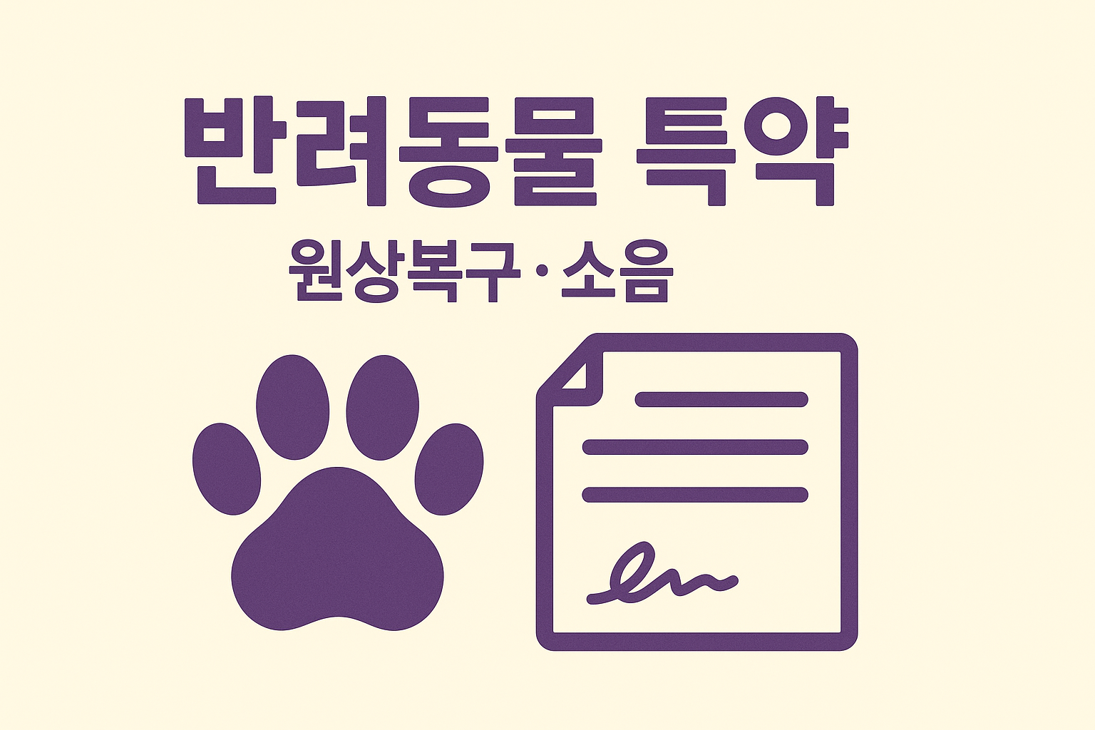 반려동물 특약 샘플을 보여주는 계약서 일러스트