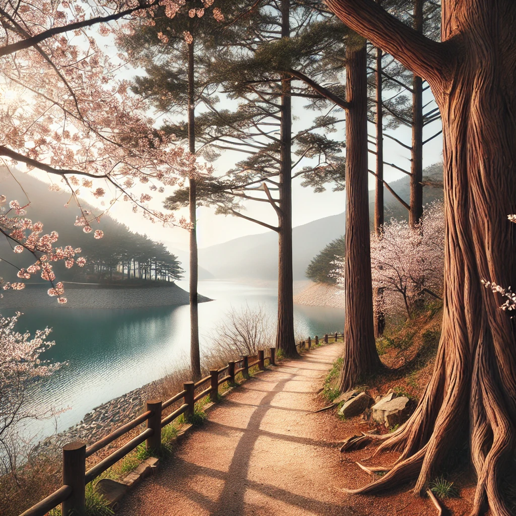 혼자 떠나는 봄 산책, 법기수원지 둘레길의 평화로움