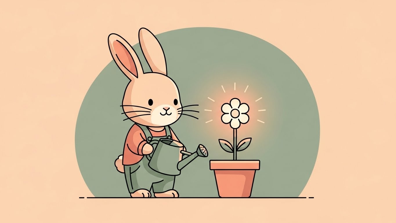 섬세한 배려와 직관으로 행운의 꽃을 가꾸며 기회를 소중히 여기는 토끼띠의 감성적인 벡터 아트