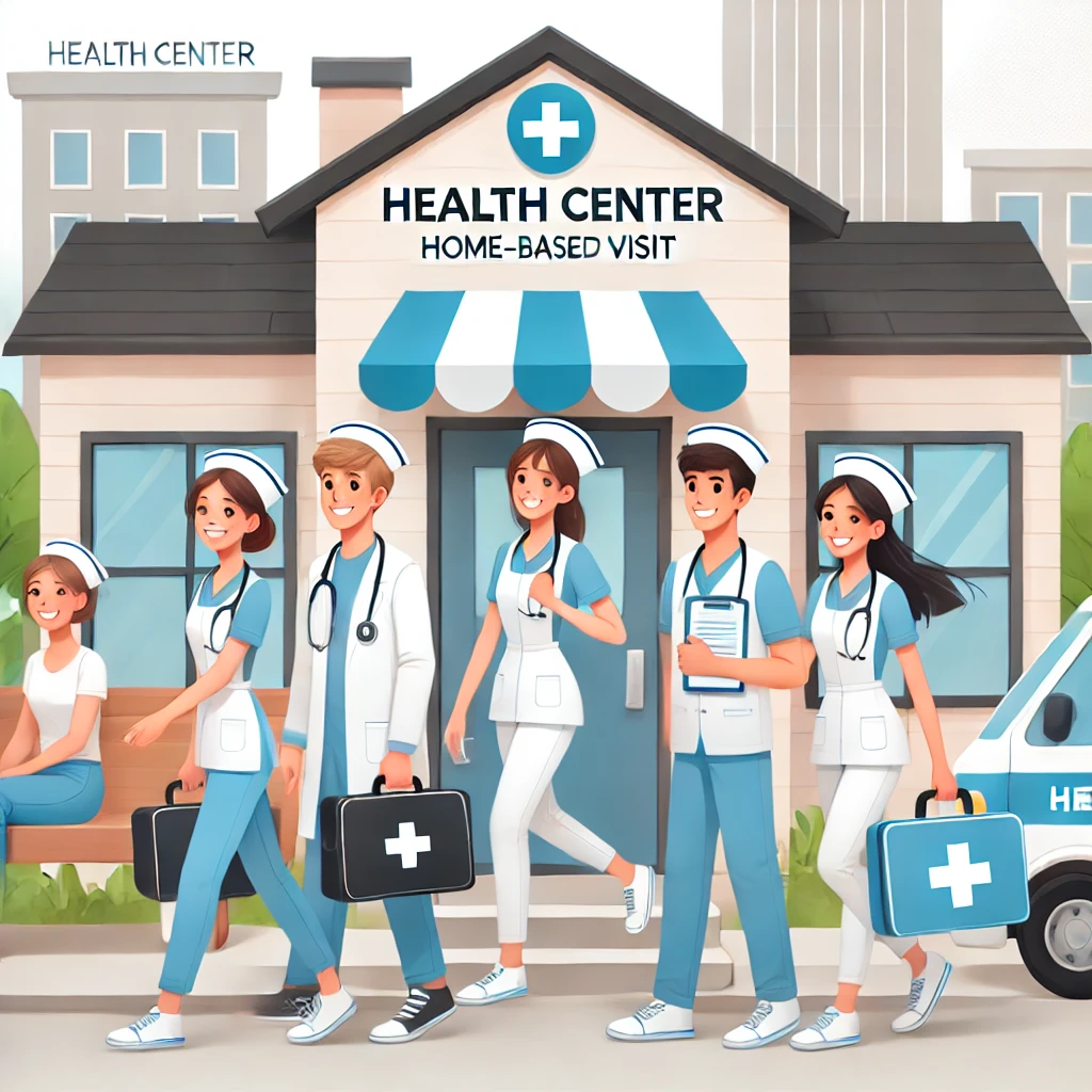 방문건강관리서비스 제공을 위해 가정을 방문하는 간호사들