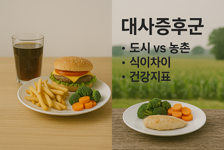 대사증후군 (도시 vs 농촌, 식이차이, 건강지표)