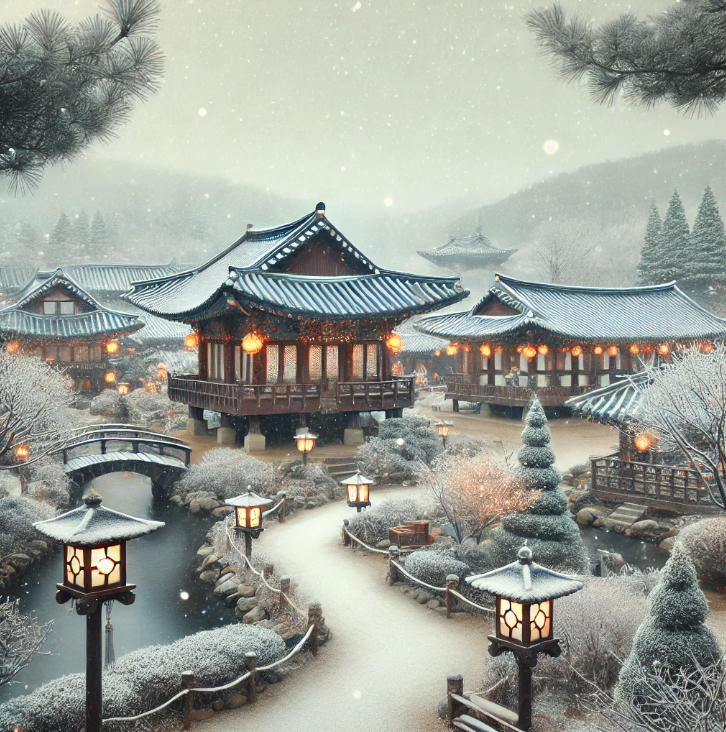 남원 춘향테마파크의 겨울 풍경을 표현한 이미지