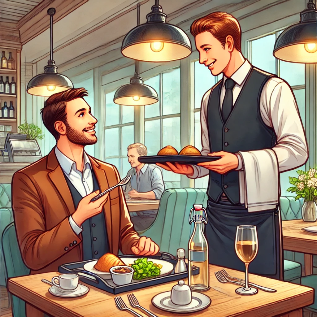 식당에서 주문하는 모습