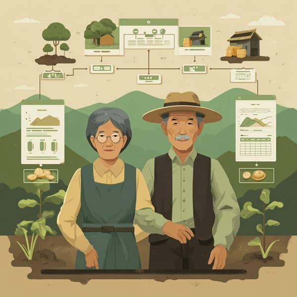 농지연금 수급 조건과 구조를 시각적으로 표현한 이미지