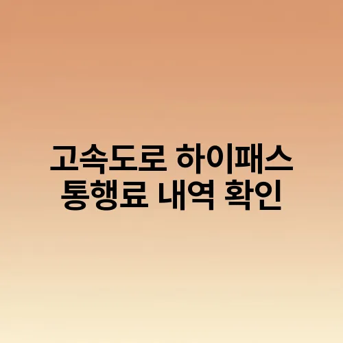 고속도로 하이패스 통행료 내역 확인
