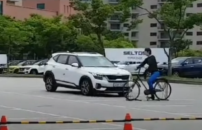 셀토스-전방충돌방지보조-자전거인식