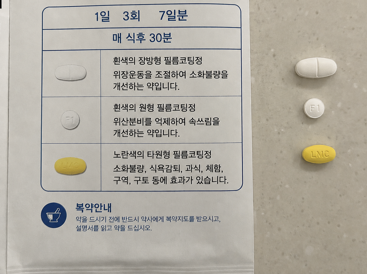 보험심사평가사 공부 내용을 바탕으로 약봉투의 복약 지시 사항을 확인하는 모습. 보건의료 지식을 실생활에 적용하여 안전한 약 복용 습관을 실천하는 전문적인 신혼 일상.