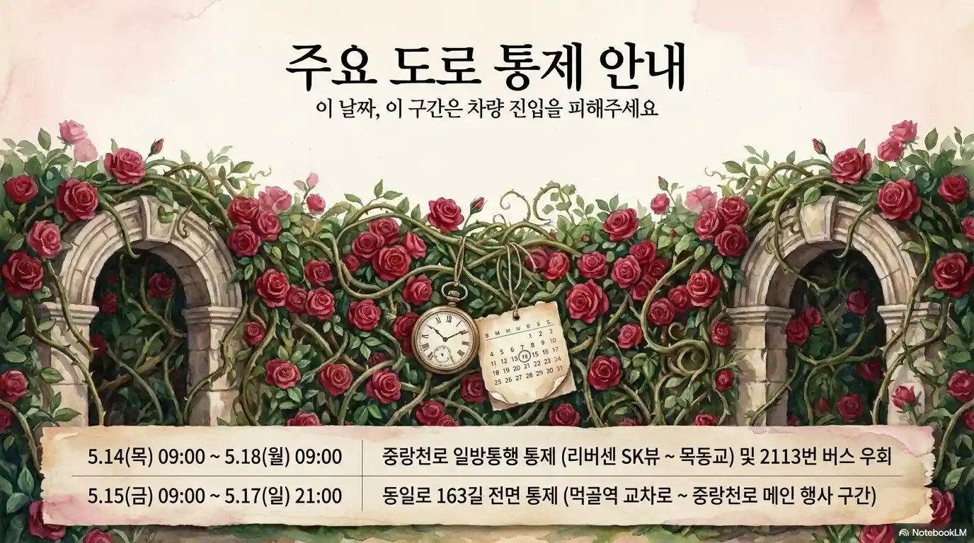 중랑 장미축제 교통 통제