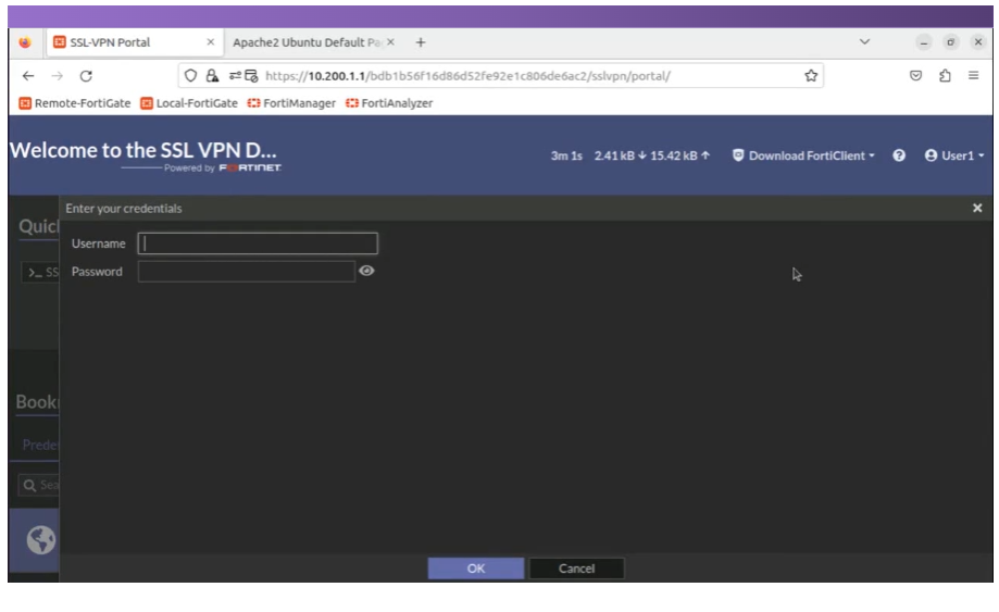 인터넷 브라우저를 통한 SSL VPN 연결 테스트