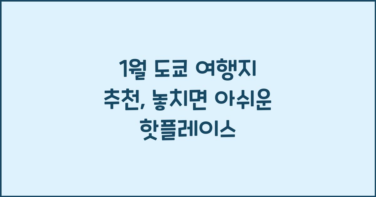 1월 도쿄 여행지 추천