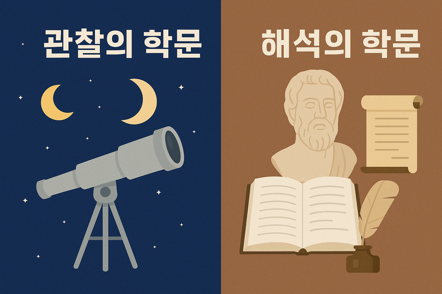 관찰과 해석의 학문 비교 이미지