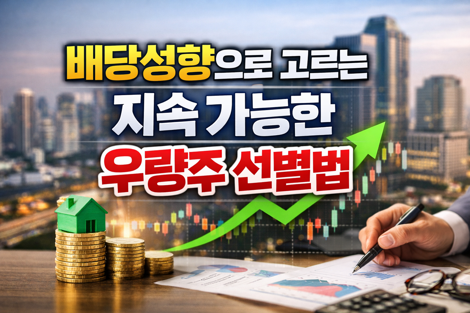 배당성향과 주가 흐름을 통해 지속 가능한 배당주를 분석하는 투자 이미지