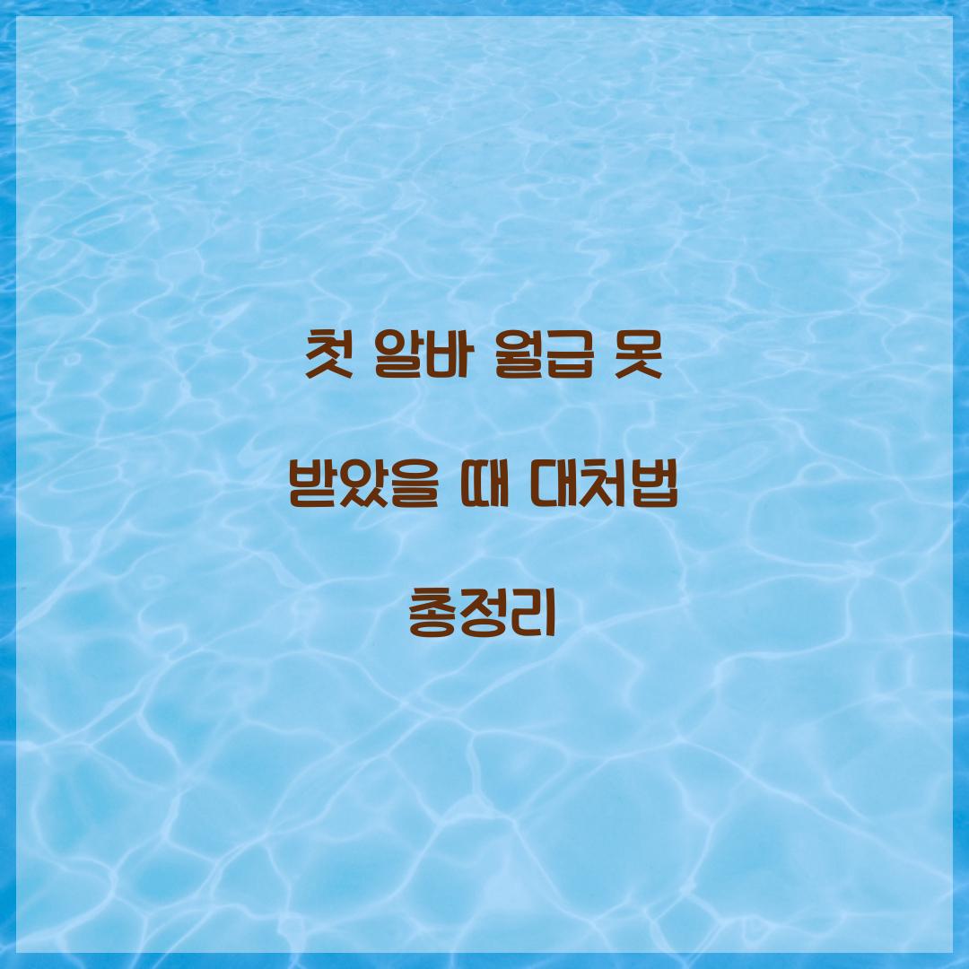 첫 알바 월급 못 받았을 때