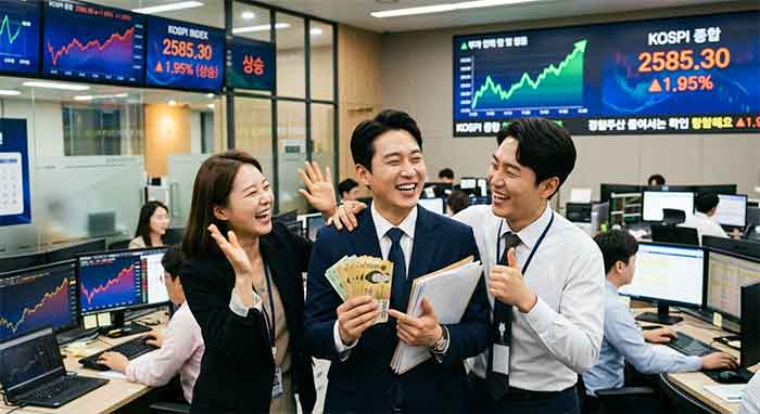 함박웃음을 짓고 있는 사람들.