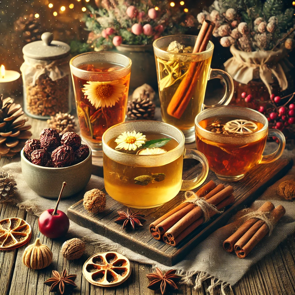 생강차, 국화차, 대추차, 시나몬차 이미지