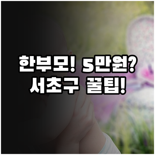 2025년 서초구 한부모가족 현금 지..