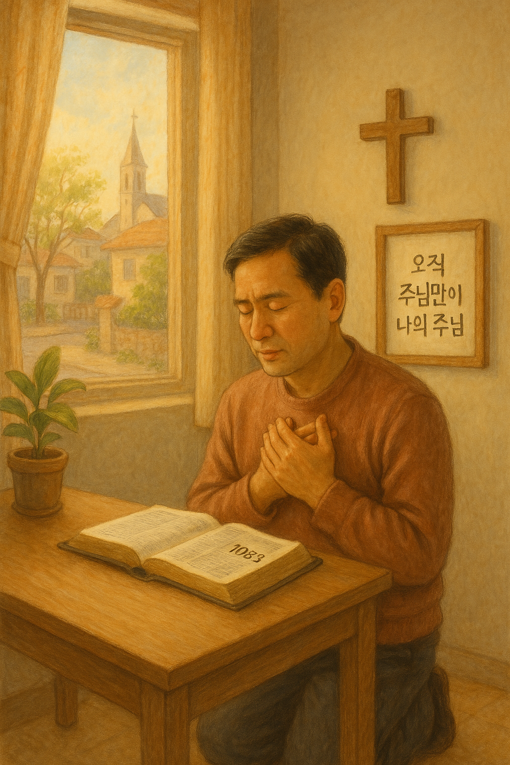 시103:3 말씀을 따라 저의 죄를 용서해 주시는 주님만을 나의 주님으로 모시며 살아가는 복된 삶이 되길 간절히 기도하는 시간을 갖는 모습입니다.