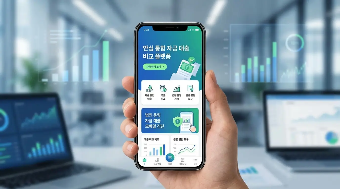안심 통합 자금 대출 비교 플랫폼 및 법인 운영 자금 대출 모바일 진단