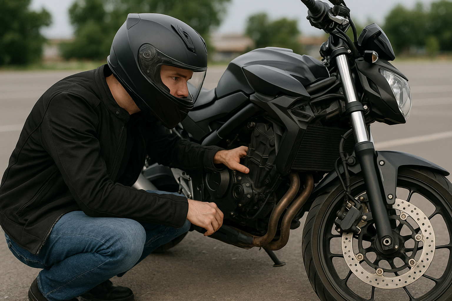 중고 바이크를 확인하는 라이더