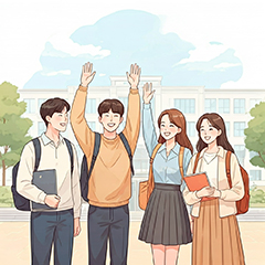 국가장학금을 신청하고 기뻐하는 대학생