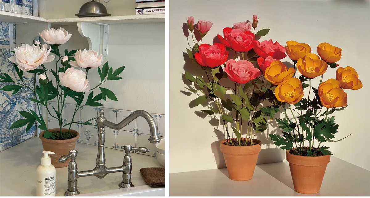 페이퍼-작약-장미꽃-화분-인테리어