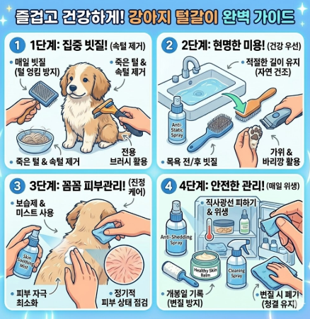 강아지 털갈이 시기 (빗질, 미용, 피부관리)