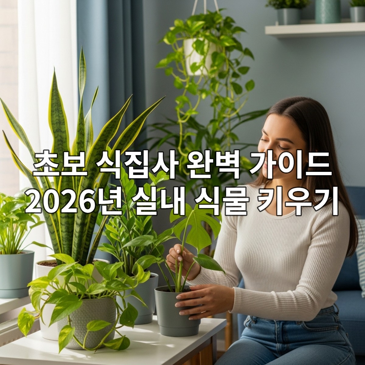 손가락으로 화분 흙을 만져보며 수분 상태를 확인하는 모습. 식물에게 물을 줄 시기를 판단하는 중요한 행동입니다.