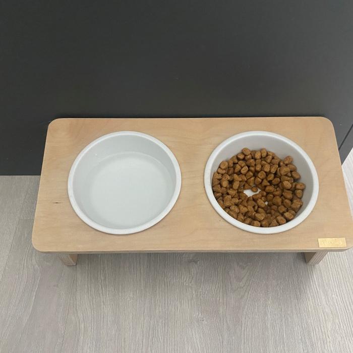 고양이 건식사료와 물이 담겨있는 식기