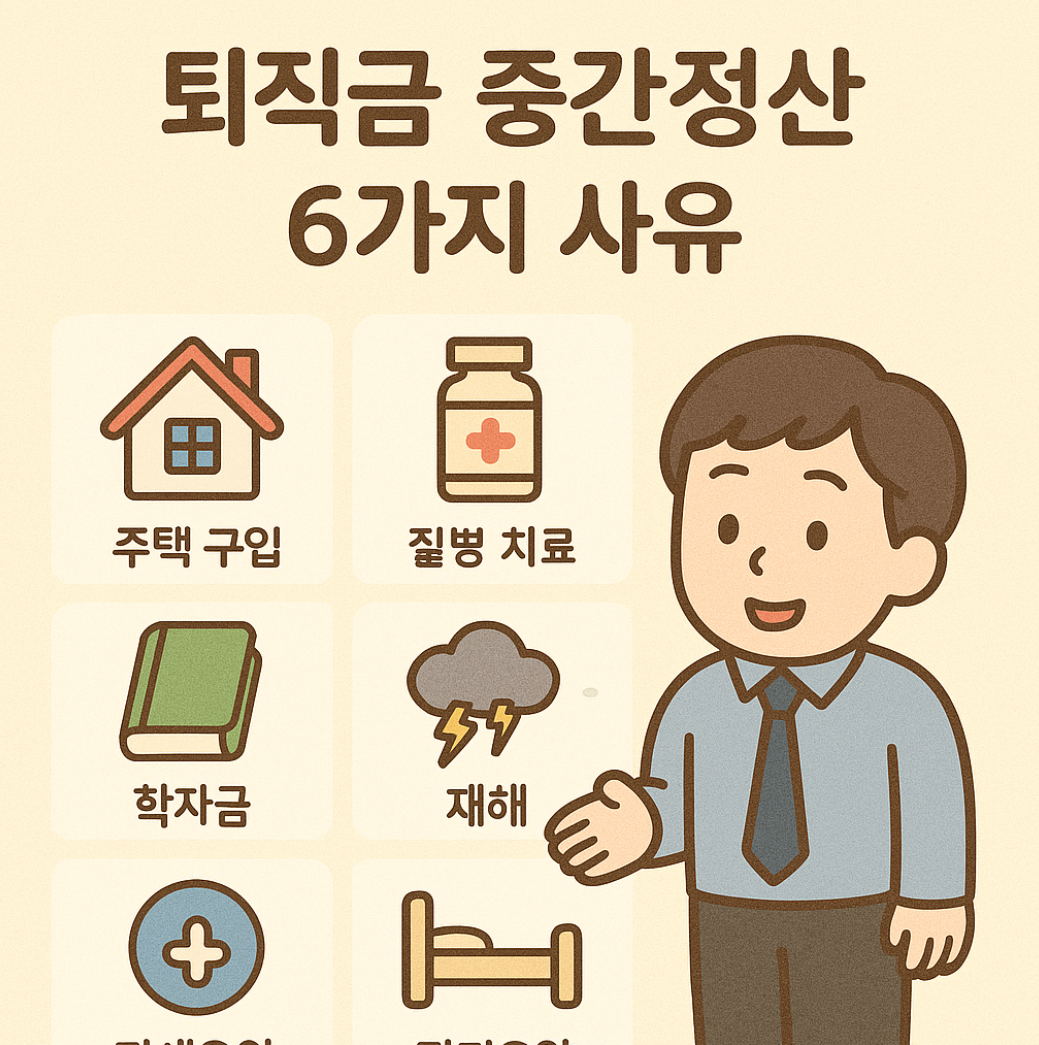 퇴직금 중간정산 6가지 사유 인포그래픽