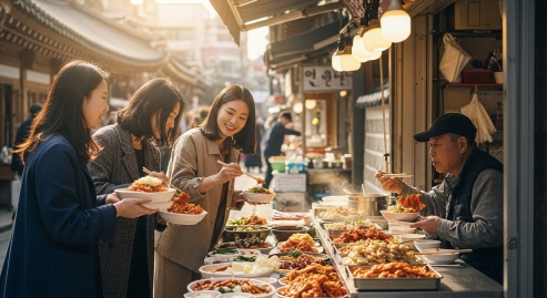 한국의 길거리 음식 즐기기