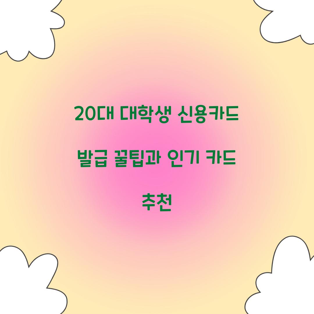 20대 대학생 신용카드 발급