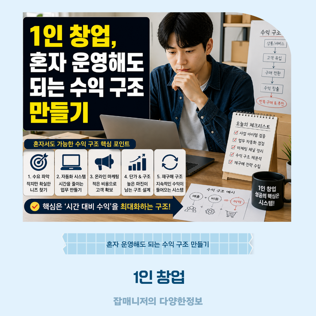 1인 창업, 혼자 운영해도 되는 수익 구조 만들기