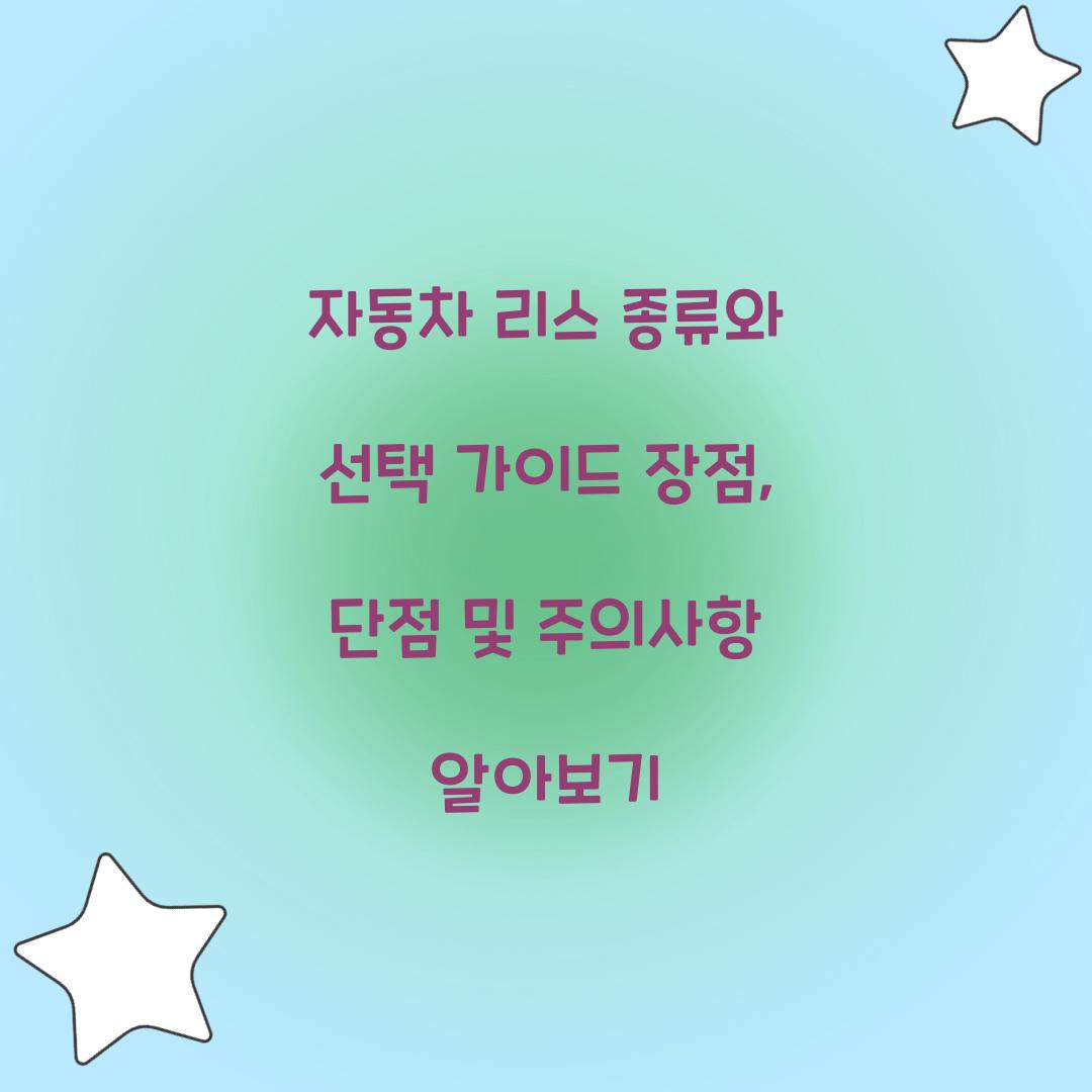 자동차 리스 종류