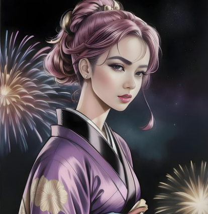 기모노 입은 여자 이미지