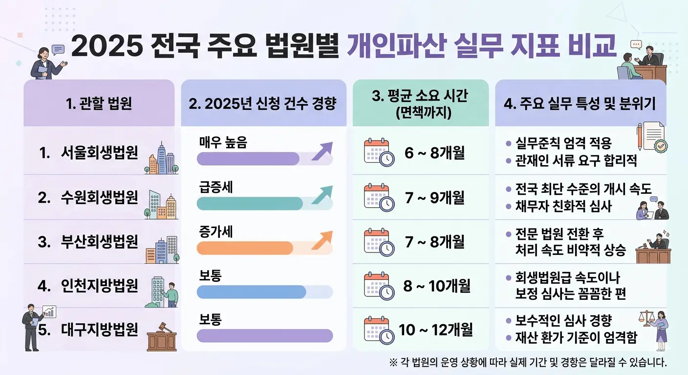 주요 법원별 처리속도와 특징 이미지