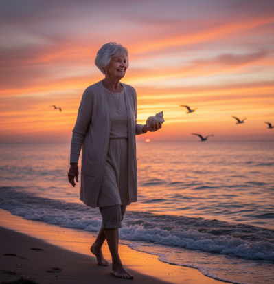 치매어르신이 바다를 걷는 모습