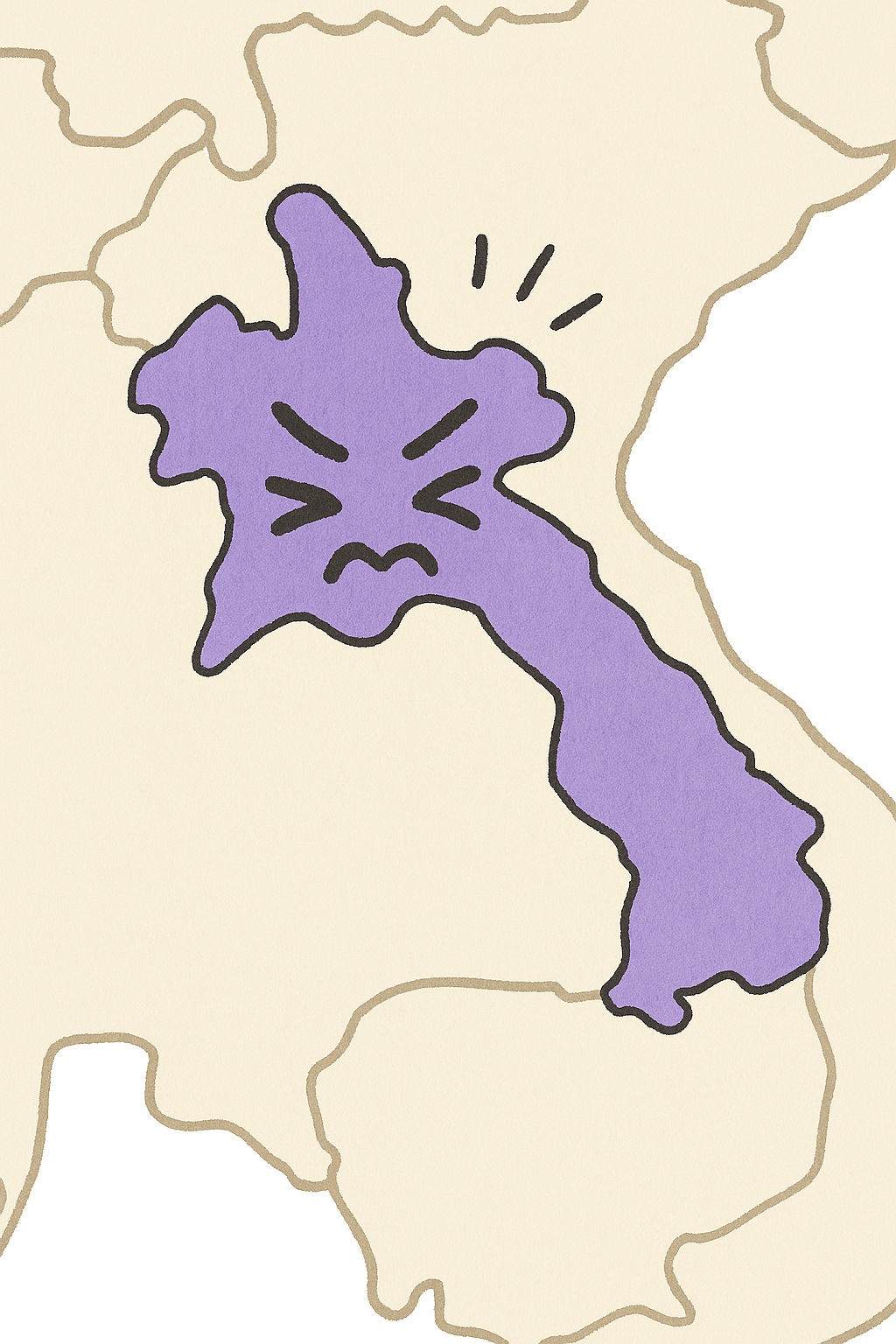 내륙에 끼어있는 라오스의 모습