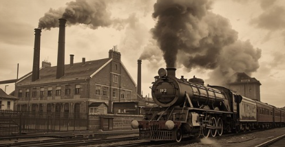 증기기관차와 공장