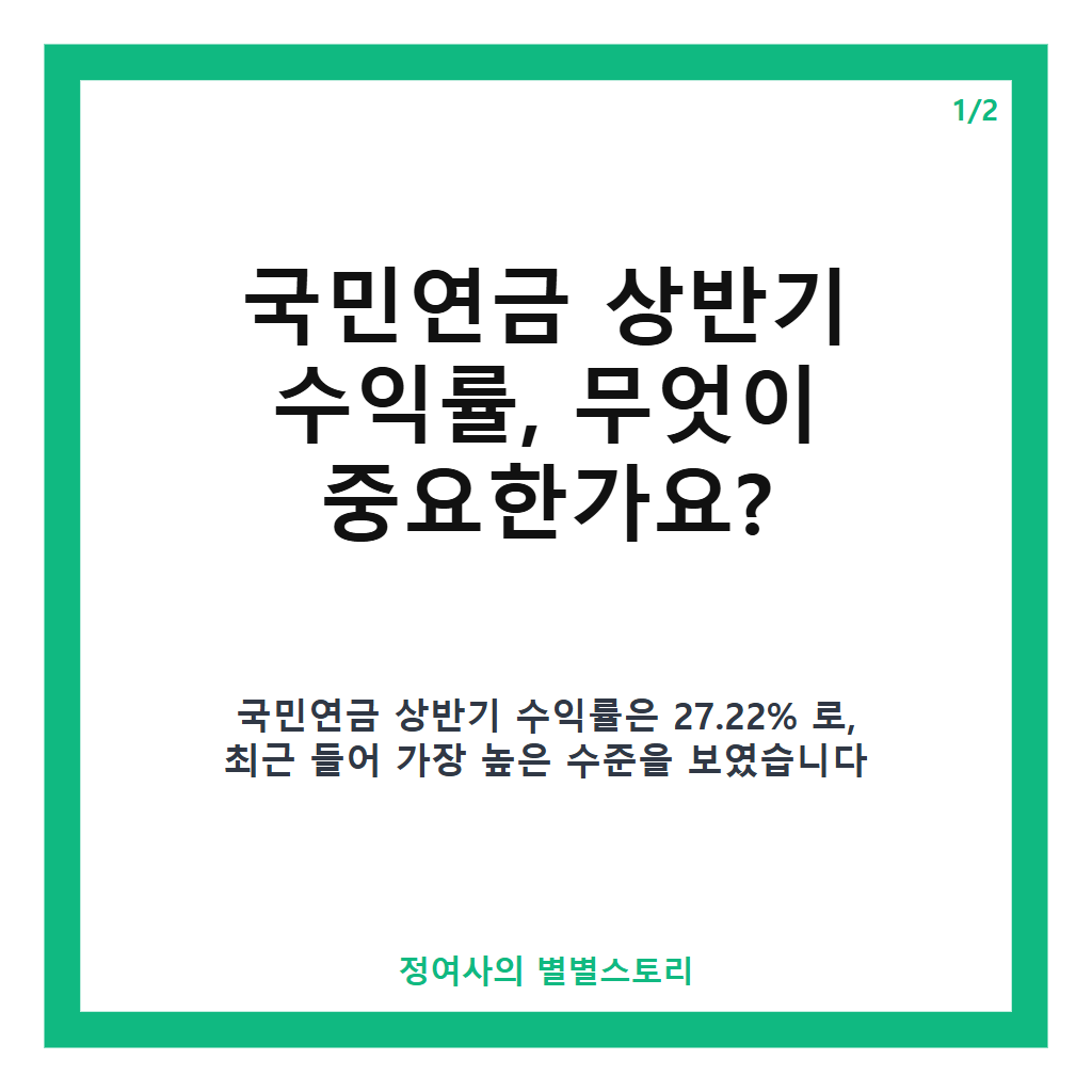 국민연금 상반기 수익률 27.2% 기록과 기금 적립금 1866조원 현황 분석 카드뉴스 1