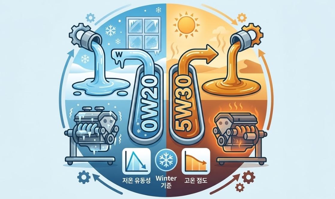 5W30·0W20 숫자 의미 완벽 해설 (엔진오일 점도, SAE 규격, 내 차 선택법) 이미지