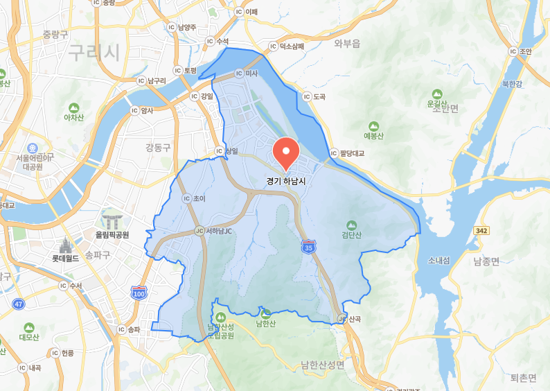 경기도 하남시 지도 캡쳐