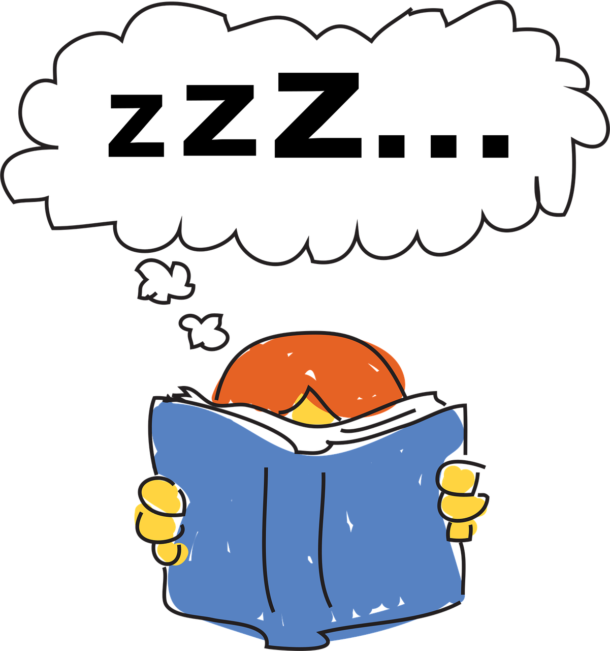 책을 읽다가 잠들어버린 이미지