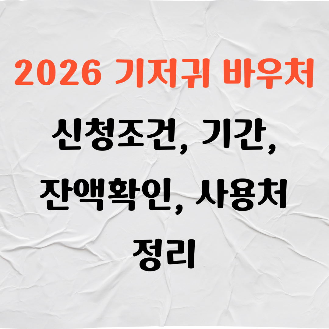 2026 기저귀 바우처 신청조건, 기간, 잔액확인, 사용처 정리