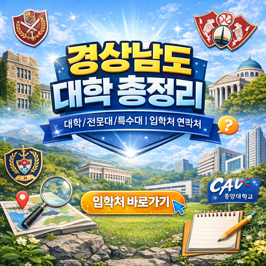 경상남도 대학 총정리 (입학처·대표전화 + 바로가기) 한눈에.